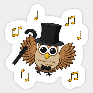 Cute Dancing Owl with Music Notes Cartoon without BG Sticker